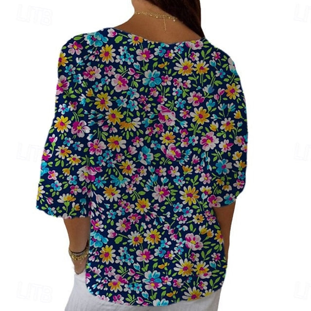 Women's Shirt Summer Tops Print Floral Graphic Classic