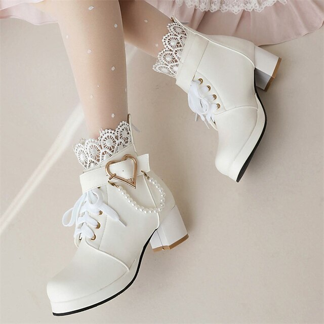 Wedding Shoes Women's Boots Lace-Up White Ankle – Bridal