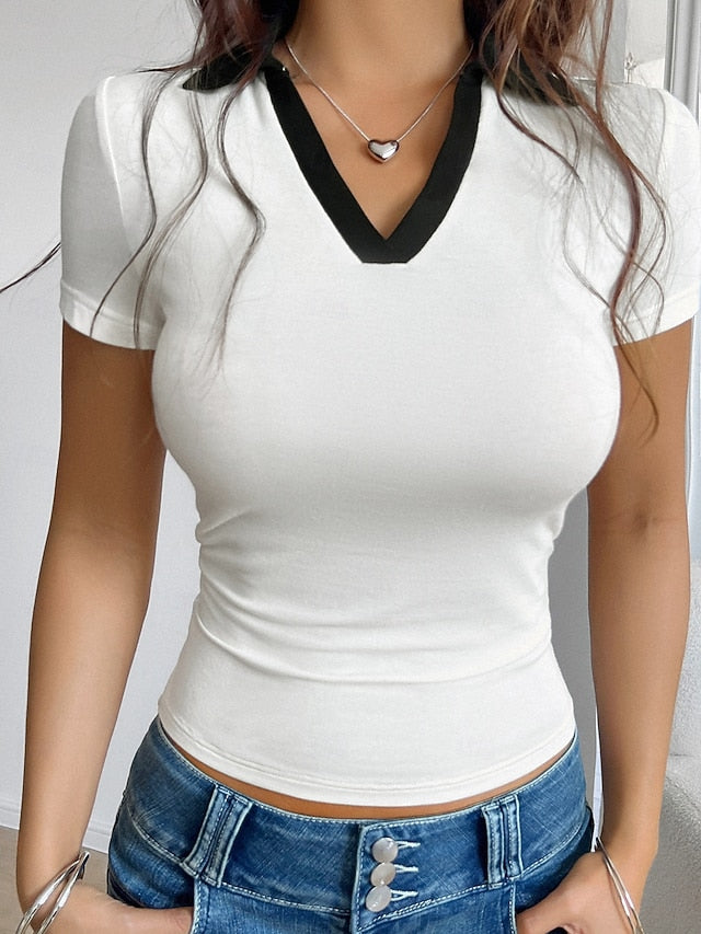 Women's Petite Tee Y2K Slim fit top Tunic Elegant Stylish