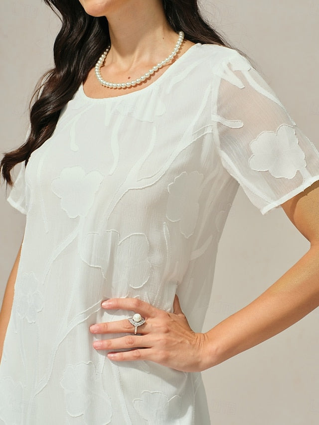 Women's Knee Length Dress Chiffon Dress Elegant Casual