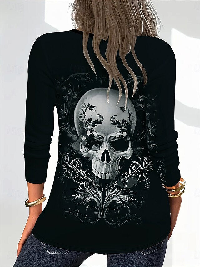 Women's T Shirt Skulls Graphic Vintage Stylish Classic Long