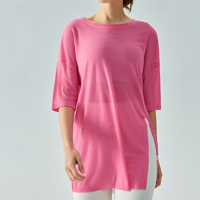 Women's Sports shirts pilates top Sports Top Crew Neckline
