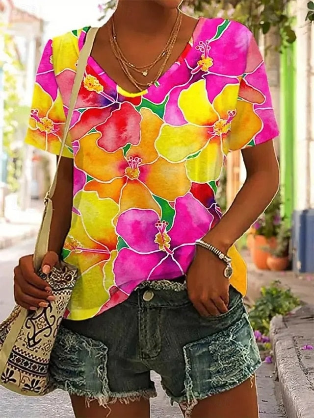 Women's T Shirt Print Graphic Plants Stylish Classic Casual