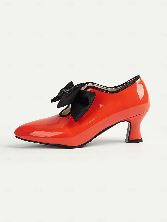 Shoes – Red Vintage 1920s Heel Women's Leather Patent Low