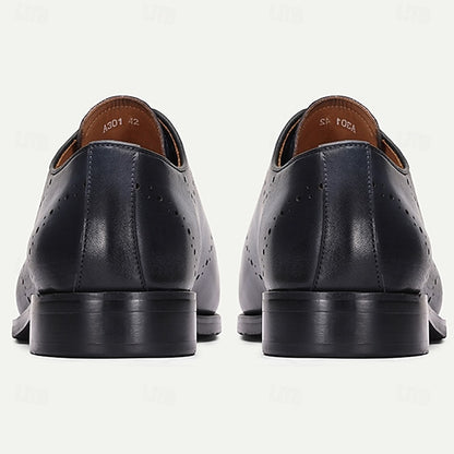 Shoes Blue Cowhide Classic Navy Genuine Oxford Men's