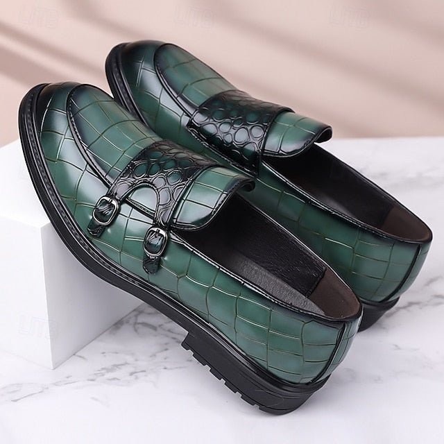– Pattern Crocodile Brown with Men's Leather Loafers Faux