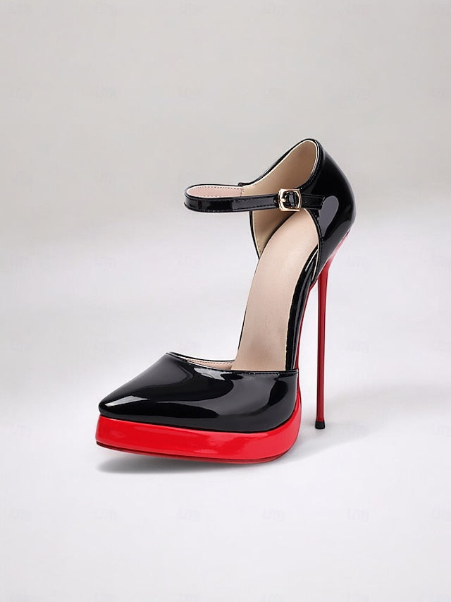 Stiletto Platform Leather Patent Black Women's and Red