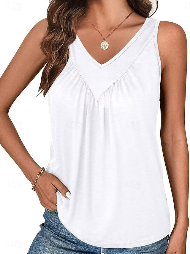 Women's Tank Top Ruched Plain Fashion Stylish Classic