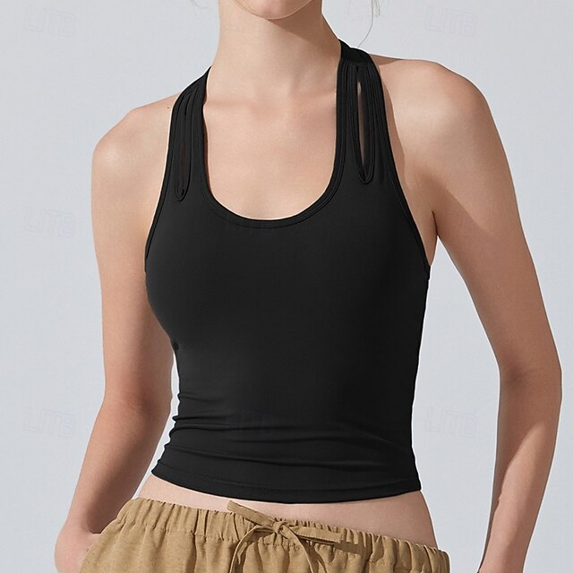 Women's Solid Colored Tank Top Sport Top Build-in Bra UV