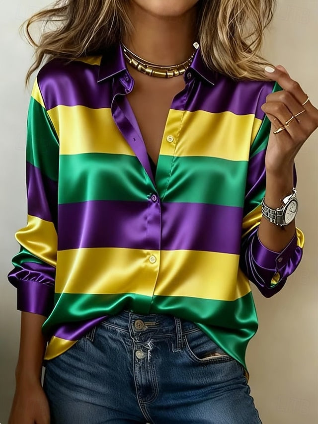 Mardi Gras Women's Shirt Graphic Geometric Vintage Stylish
