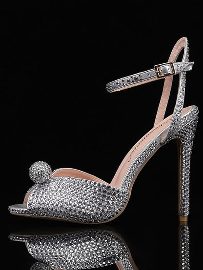 Women's Stiletto Embellished with Rhinestone Heel Sandals