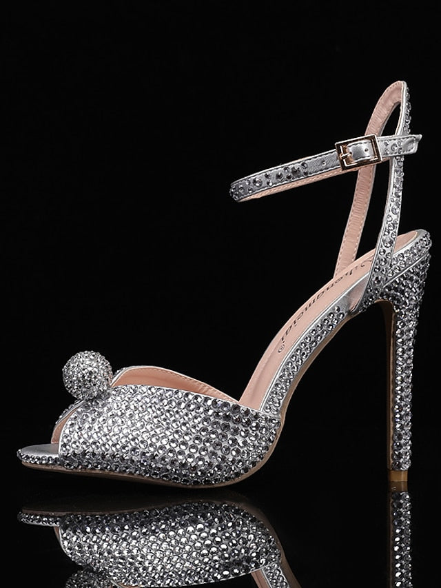 Stiletto Women's Rhinestone with Sandals Heel Embellished