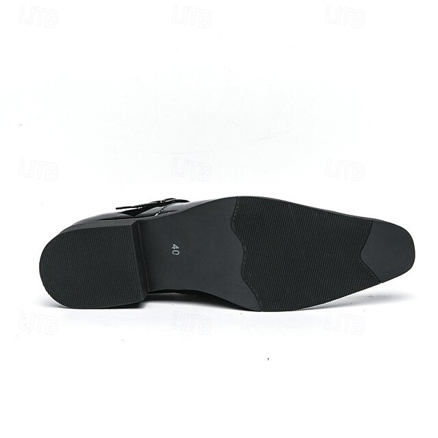 Strap Black Shoes Monk – Men's Leather Formal