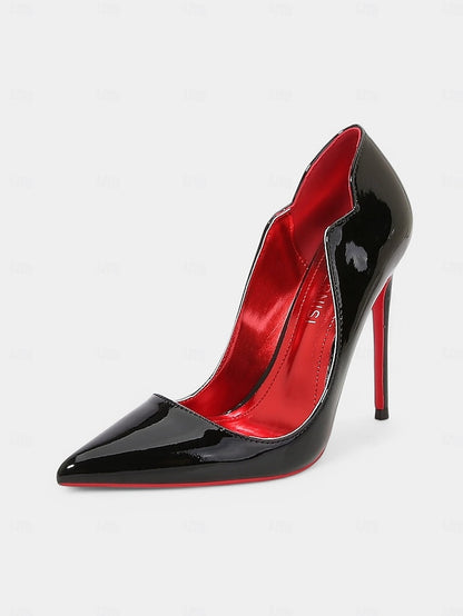 Red Toe Leather Soles Black with Heels – Patent Pointed High