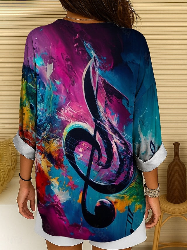 Music Festival Women's Blouse Print Ombre Graphic Geometric