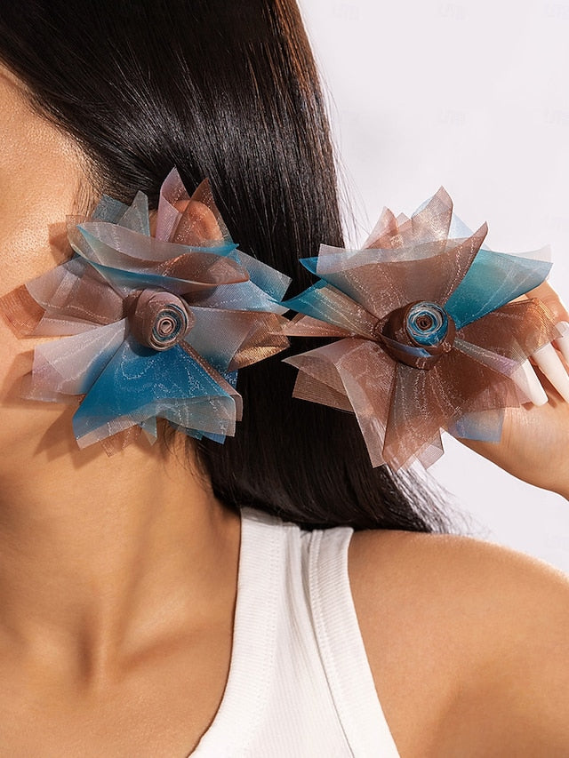 - Women's Drop Oversized Statement Flower Floral Earrings