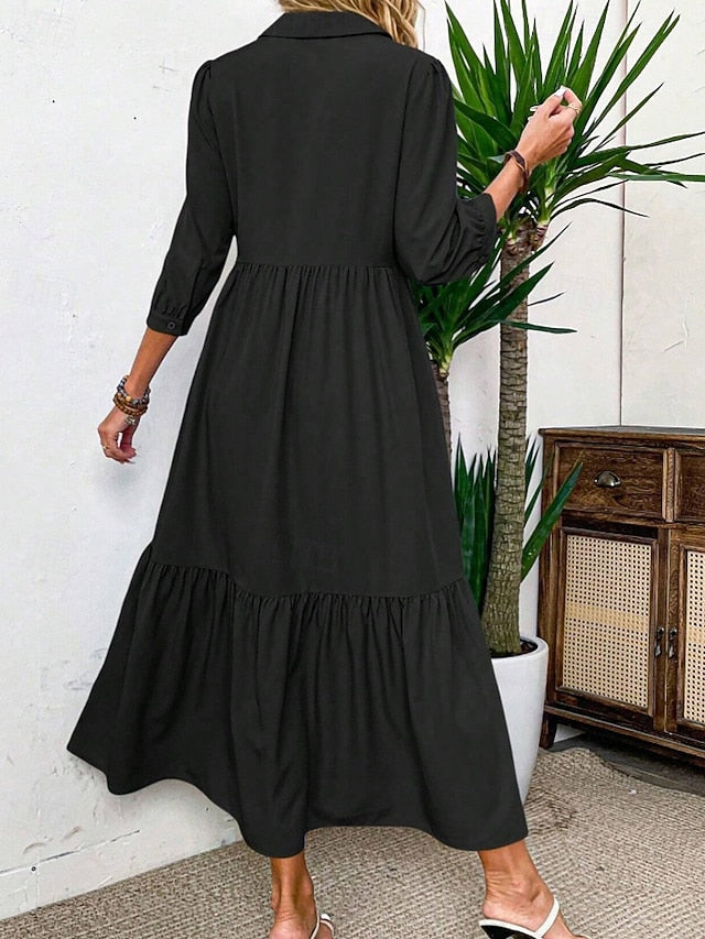 Women's Midi Dress Shirt Dress Fashion Modern Outdoor