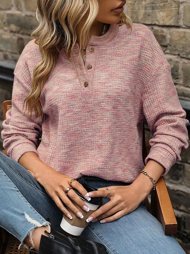 Women's Blouse Buttons Striped Stylish Casual Long Sleeve