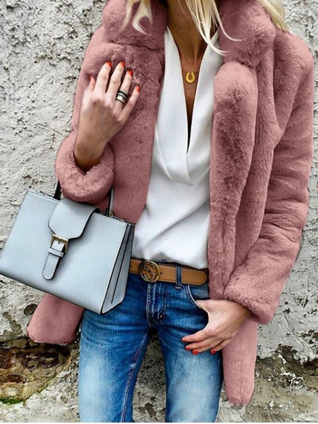 Going Plain Comfortable Warm Women's Casual Collar Coat Fur