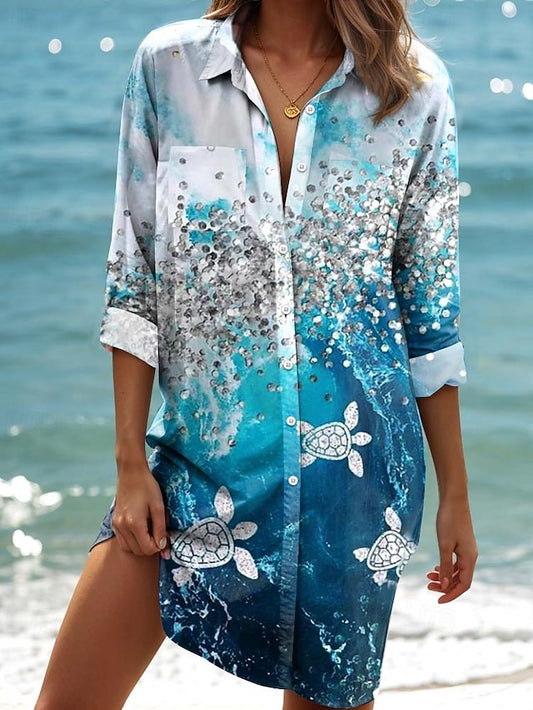 Women's Mini Dress Shirt Dress  Graphic Elegant Vintage