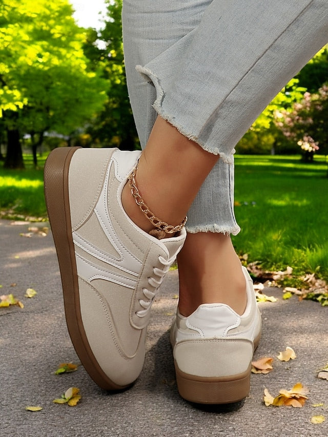 Women's Yellow Low-Top Sneakers for Women - Vintage Lace-Up