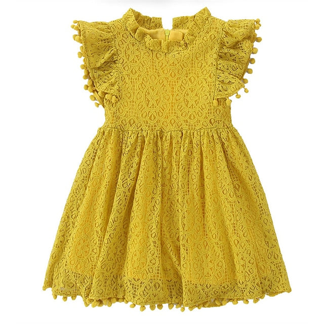Solid Color Sleeve Girls' Short Party Dress Kids