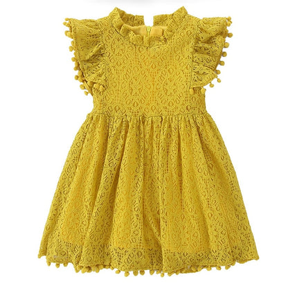 Solid Color Sleeve Girls' Short Party Dress Kids