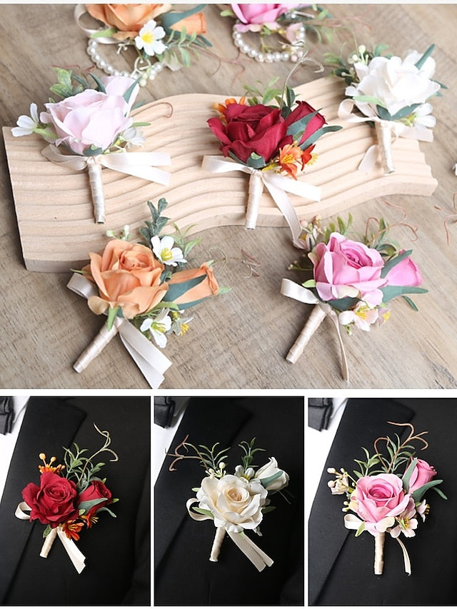 Corsage Wedding Boutonniere Elegant and – Wrist Artificial