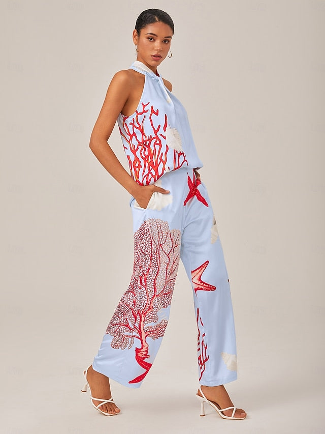 Vacation-Style Set With Ocean-Inspired Print