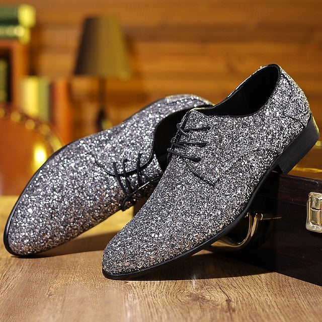Lace-up Shoes Bold Men's Glitter Party – Statement Purple
