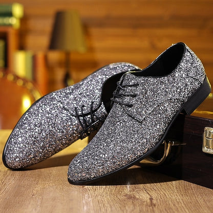 Lace-up Shoes Bold Men's Glitter Party – Statement Purple
