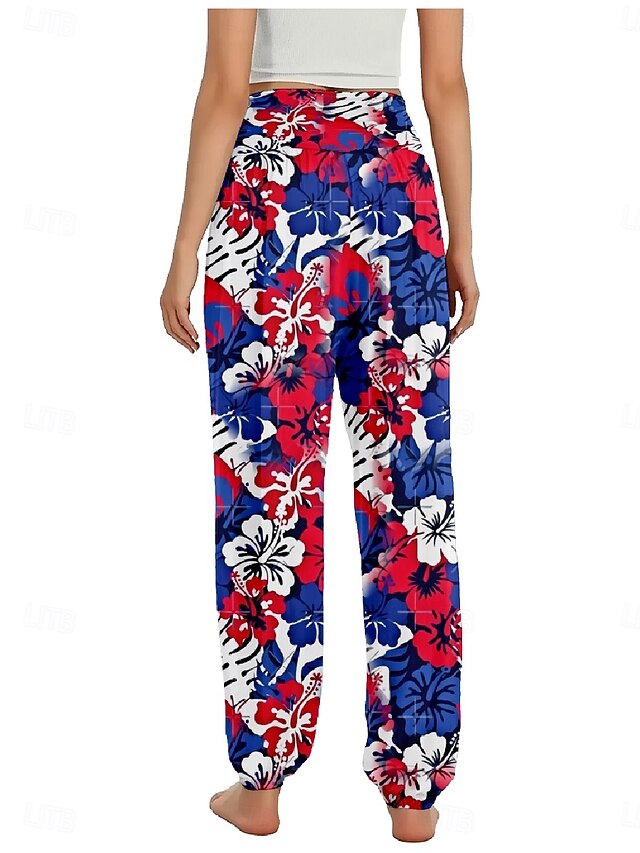 Women's Faux Cotton Linen Wide Leg Pants Trousers Ethnic
