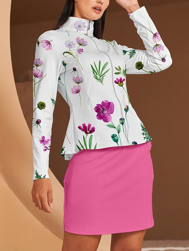 Women's Golf Jacket White Long Sleeve Top Ladies Golf