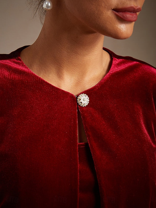 Christmas Women's Velvet Twinset Jacket Vest Button Up