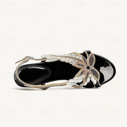 Round Rhinestone Women's Sandals Party Toe Shoes Wedding