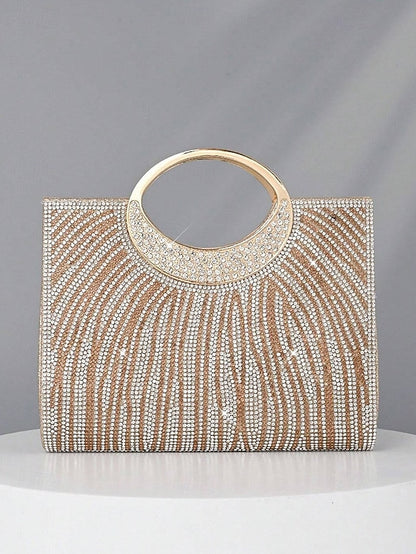 – Bag Round Evening Rhinestone Handle with Clutch Women's