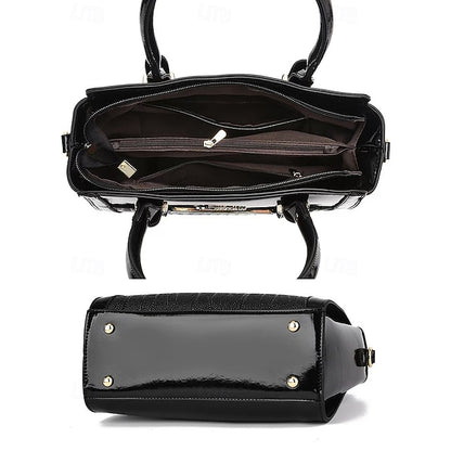 Faux – Glossy Patent Women's Handbag Set Leather