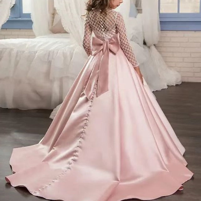 Color Kids Long Party Solid Flower Dress Girls' Girl