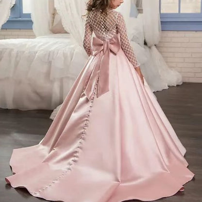 Color Kids Long Party Solid Flower Dress Girls' Girl