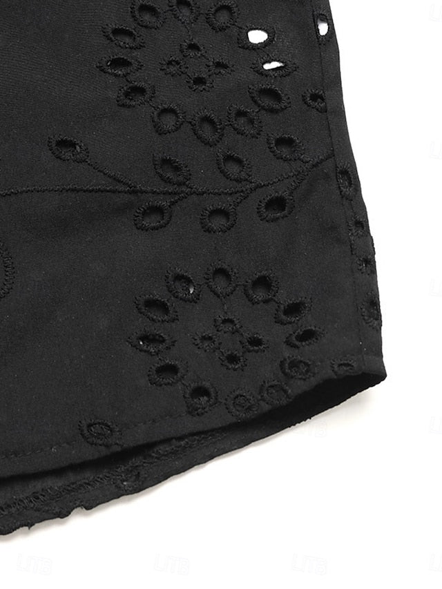 Women's Casual Shirt Button Up Shirt Blouse Lace Eyelet