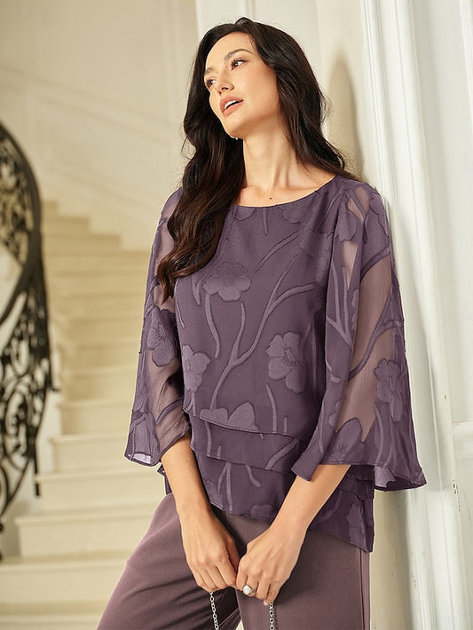 Women's Lace Shirt Blouse Dressy Tops Chiffon Tops