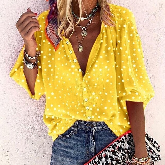 Women's Blouse Print Graphic Polka Dot Vintage Daily Casual
