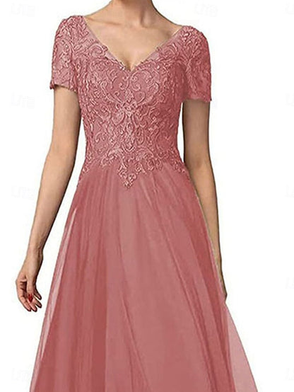 V Asymmetrical A-Line Bride the Mother Neck of Dress Elegant