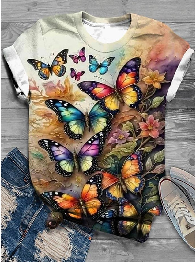 Women's T Shirt Fashion Sunflower Print Short Sleeve
