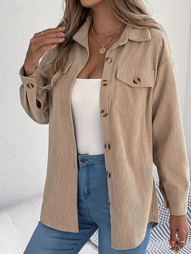 Women's Shirt Texture Blouse Blouse Pocket Buttons Plain