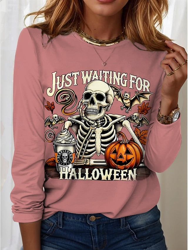 Women's T shirt Pumpkin Graphic Skull Vintage Fashion