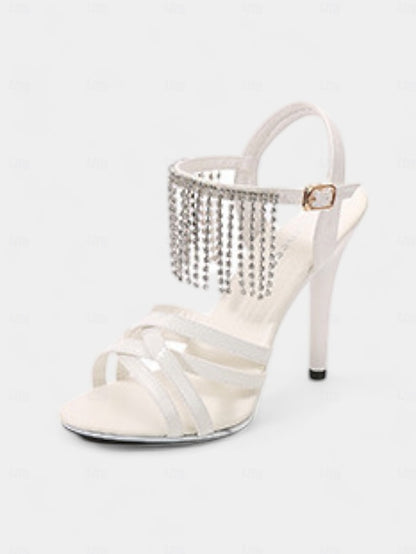 Women's with Red Rhinestone Stiletto Patent Leather Sandals