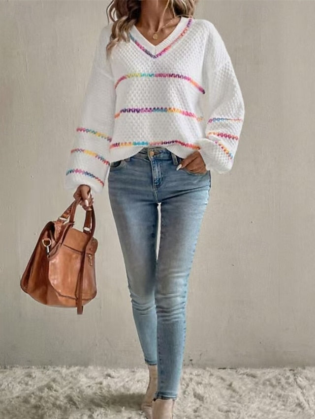 Women's Sweater Pullover Daily Stylish Casual Striped