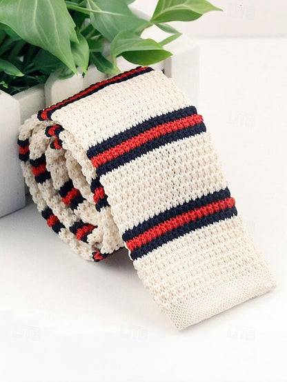 Stylish Christmas Men's Woven - Tie Knit Neck Stripe