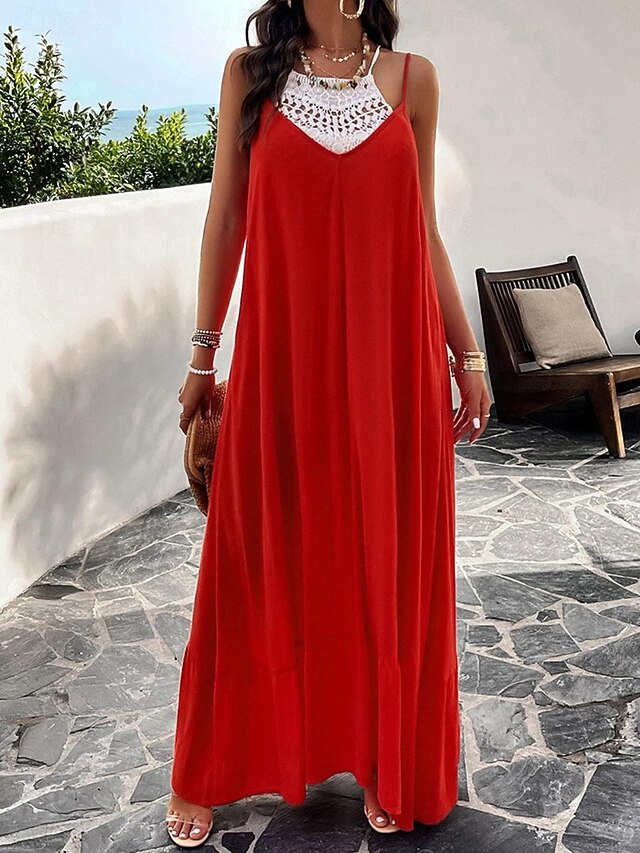 Women's Casual Dress Long Dress Maxi Dress Backless Pocket
